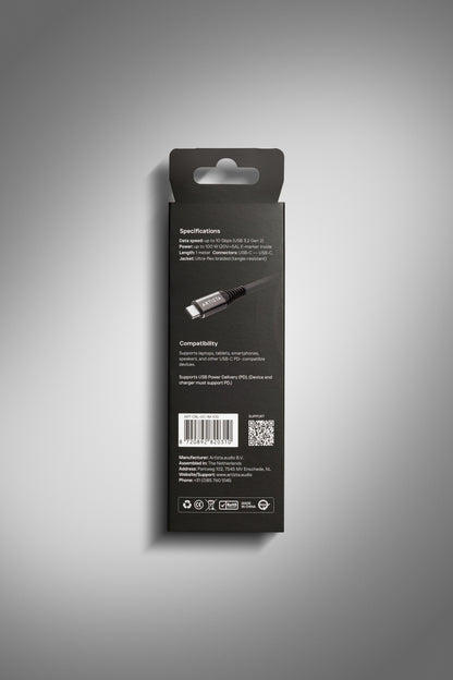 USB-C naar USB-C kabel - 1 meter - zwart